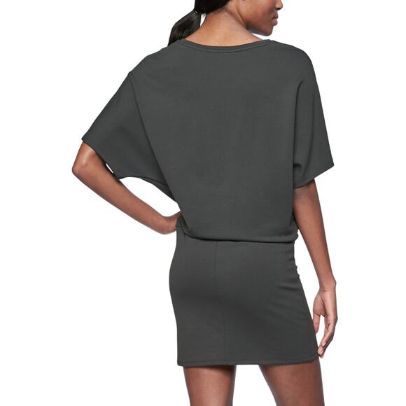 Athleta Boat Neck Dolman Sleeve Pleated Ponte Dress Dark Olive size Medium - Picture 5 of 6
